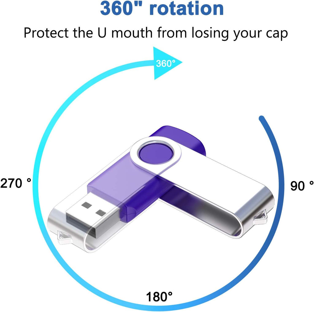 2GB Flash Drive,  Thumb Drives 20 Pack, 2 Gig USB Drive with Lanyards Metal Swivel 2GB USB Memory Stick Pen Drive with LED Indicator(20 Mixed Color)