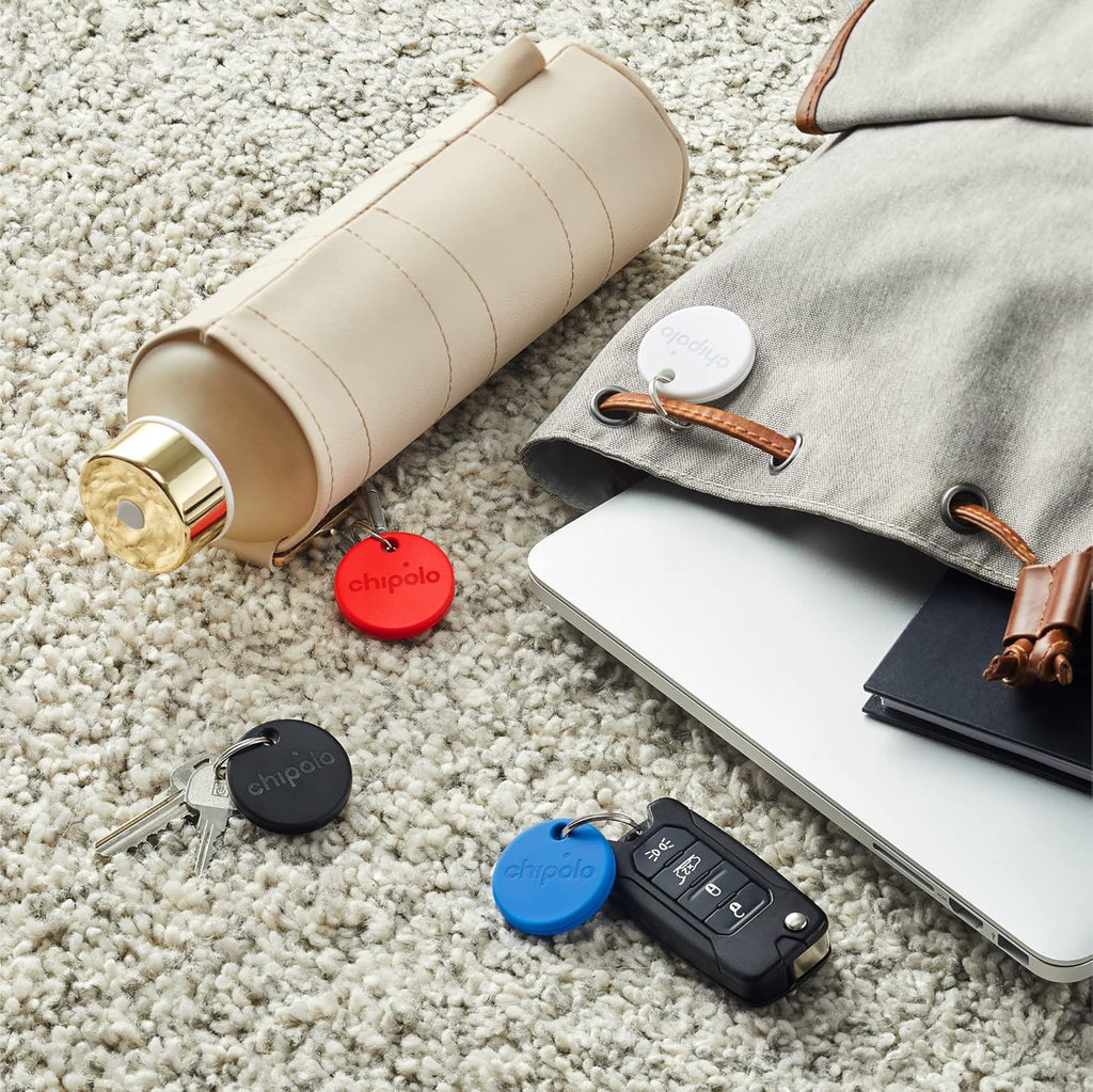 ONE - Key Finder, Bluetooth Tracker for Keys, Backpack, Item Finder, Premium Features, Out of Range Alerts, Works with  App (Ios & Android Compatible) (Blue, Black, RED, White)