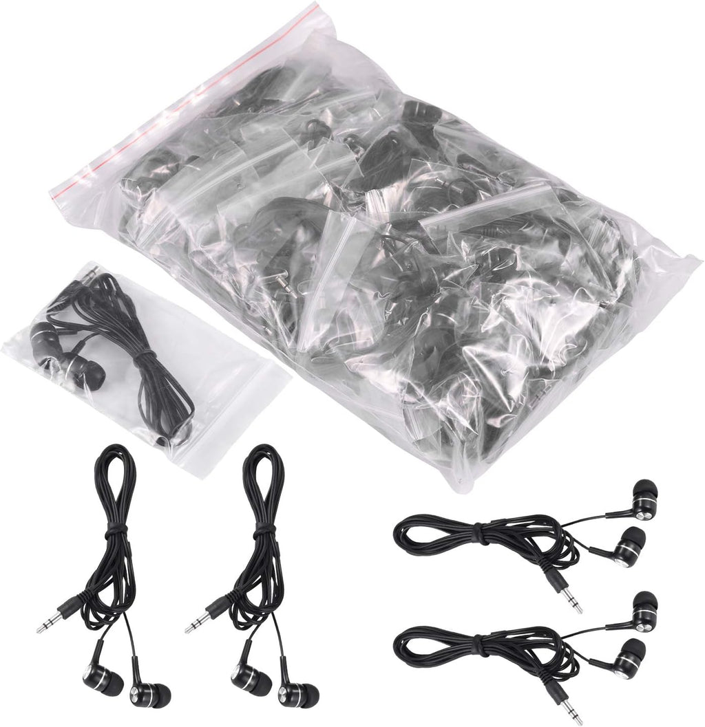Bulk Earbuds Headphones Wholesale Earphones 50 Pack,Disposable Ear Buds Headsets for Kids School Classroom Students (Black)