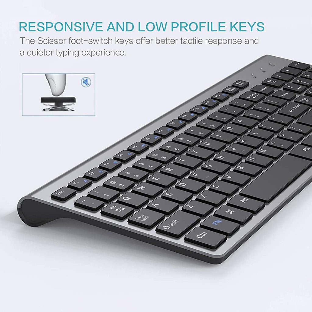 Wireless Keyboard Mouse Combo,  2.4G Ergonomic Computer Keyboard,Ergonomic Wireless Mouse for Pc,Windows, Laptop, Desktop, Chromebook,Mac-Grey