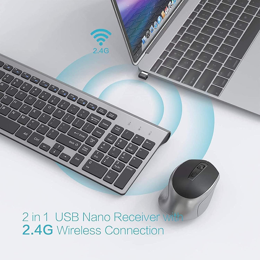 Wireless Keyboard Mouse Combo,  2.4G Ergonomic Computer Keyboard,Ergonomic Wireless Mouse for Pc,Windows, Laptop, Desktop, Chromebook,Mac-Grey