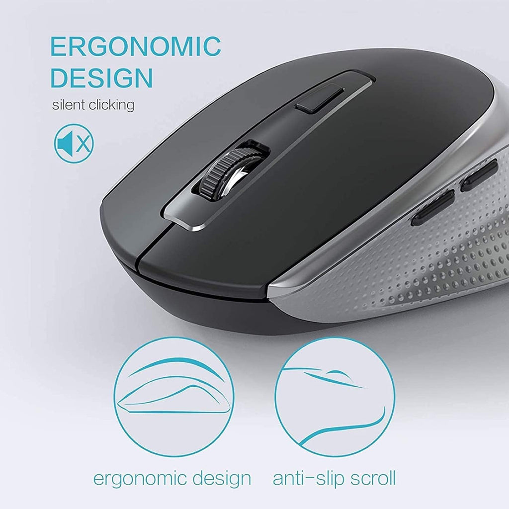 Wireless Keyboard Mouse Combo,  2.4G Ergonomic Computer Keyboard,Ergonomic Wireless Mouse for Pc,Windows, Laptop, Desktop, Chromebook,Mac-Grey