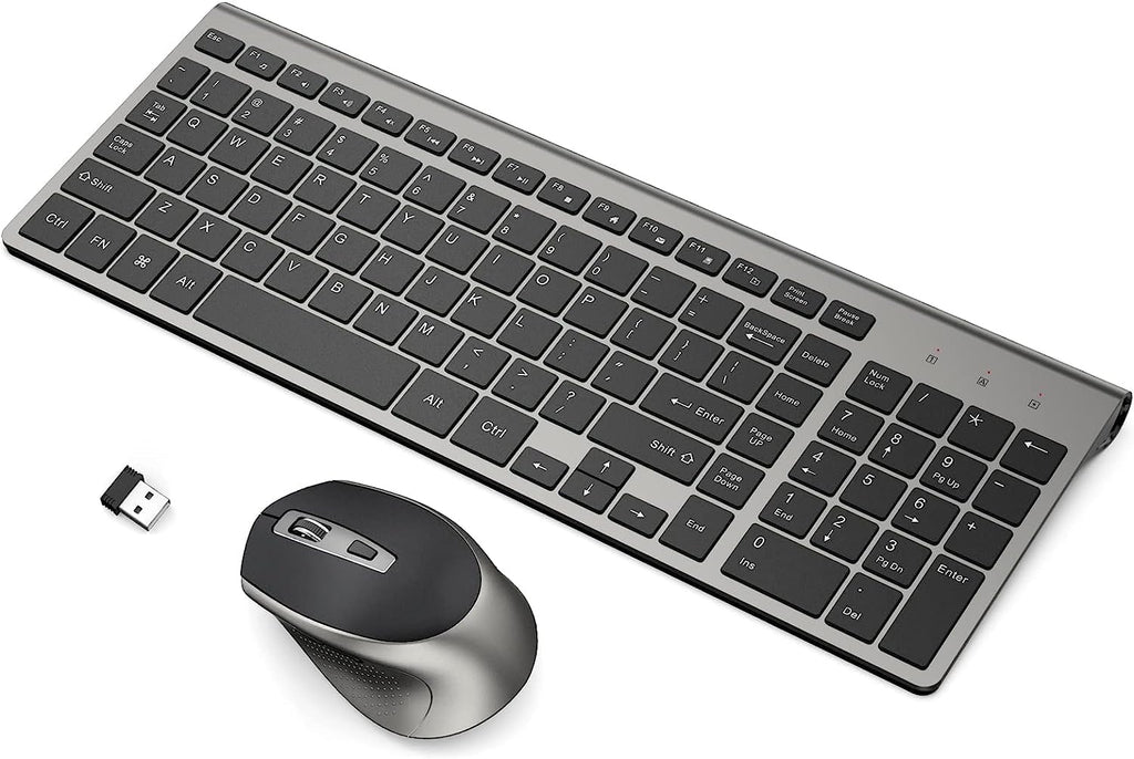 Wireless Keyboard Mouse Combo,  2.4G Ergonomic Computer Keyboard,Ergonomic Wireless Mouse for Pc,Windows, Laptop, Desktop, Chromebook,Mac-Grey