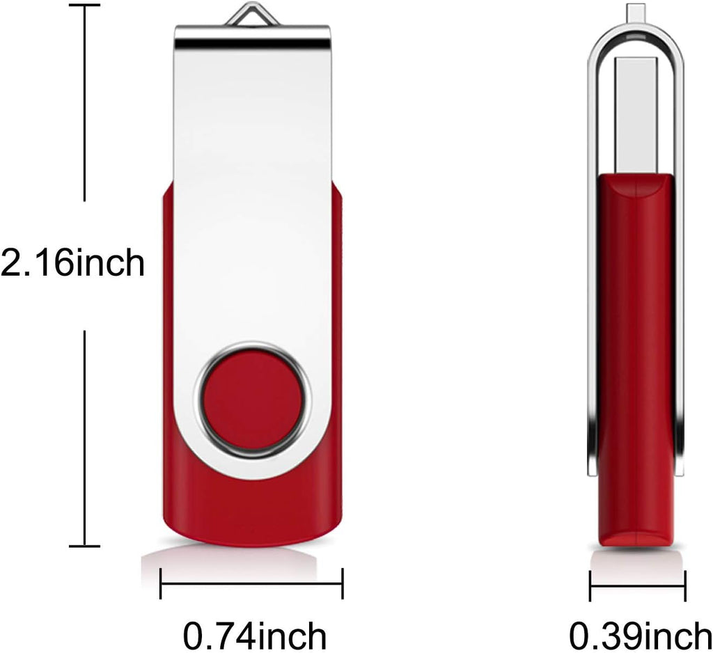 2GB Flash Drive,  Thumb Drives 20 Pack, 2 Gig USB Drive with Lanyards Metal Swivel 2GB USB Memory Stick Pen Drive with LED Indicator(20 Mixed Color)