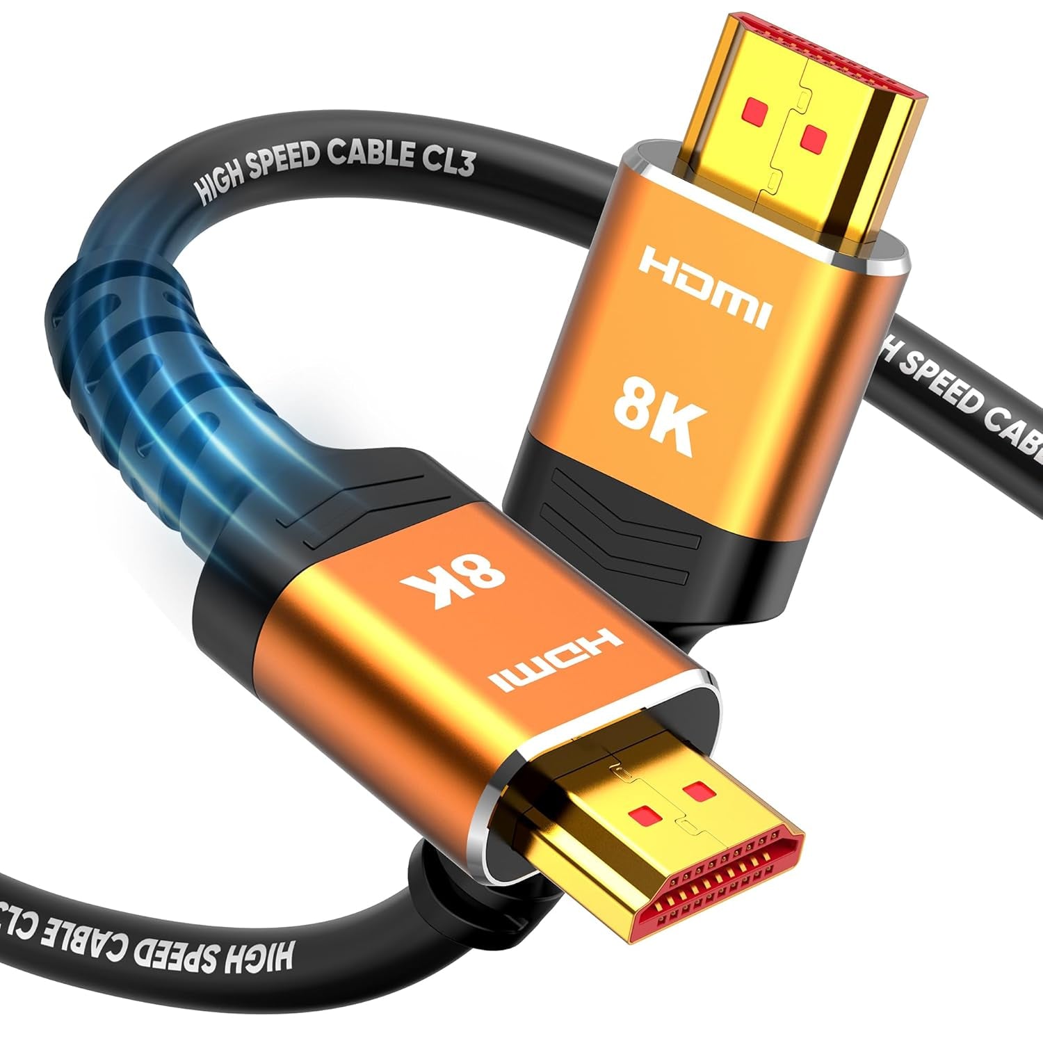 HDMI Cables 30FT Long, 8K Ultra High Speed HDMI 2.1 Cable [In-Wall CL3 Rated, 48Gbps] 8K@60 4K@120Hz/144Hz, HDMI Cord Earc HDCP 2.2 & 2.3, Compatible for Xbx/S/Hdtv/Gpus 30 & 40 Series