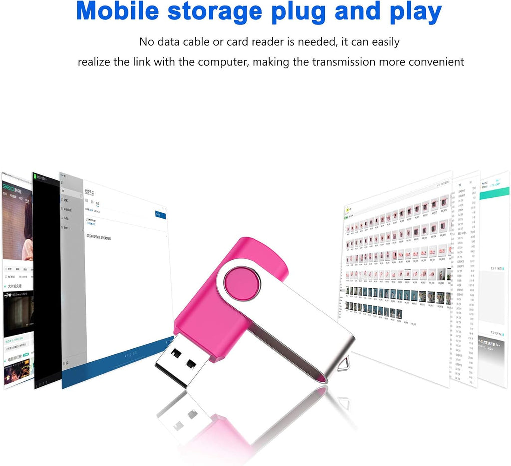 2GB Flash Drive,  Thumb Drives 20 Pack, 2 Gig USB Drive with Lanyards Metal Swivel 2GB USB Memory Stick Pen Drive with LED Indicator(20 Mixed Color)