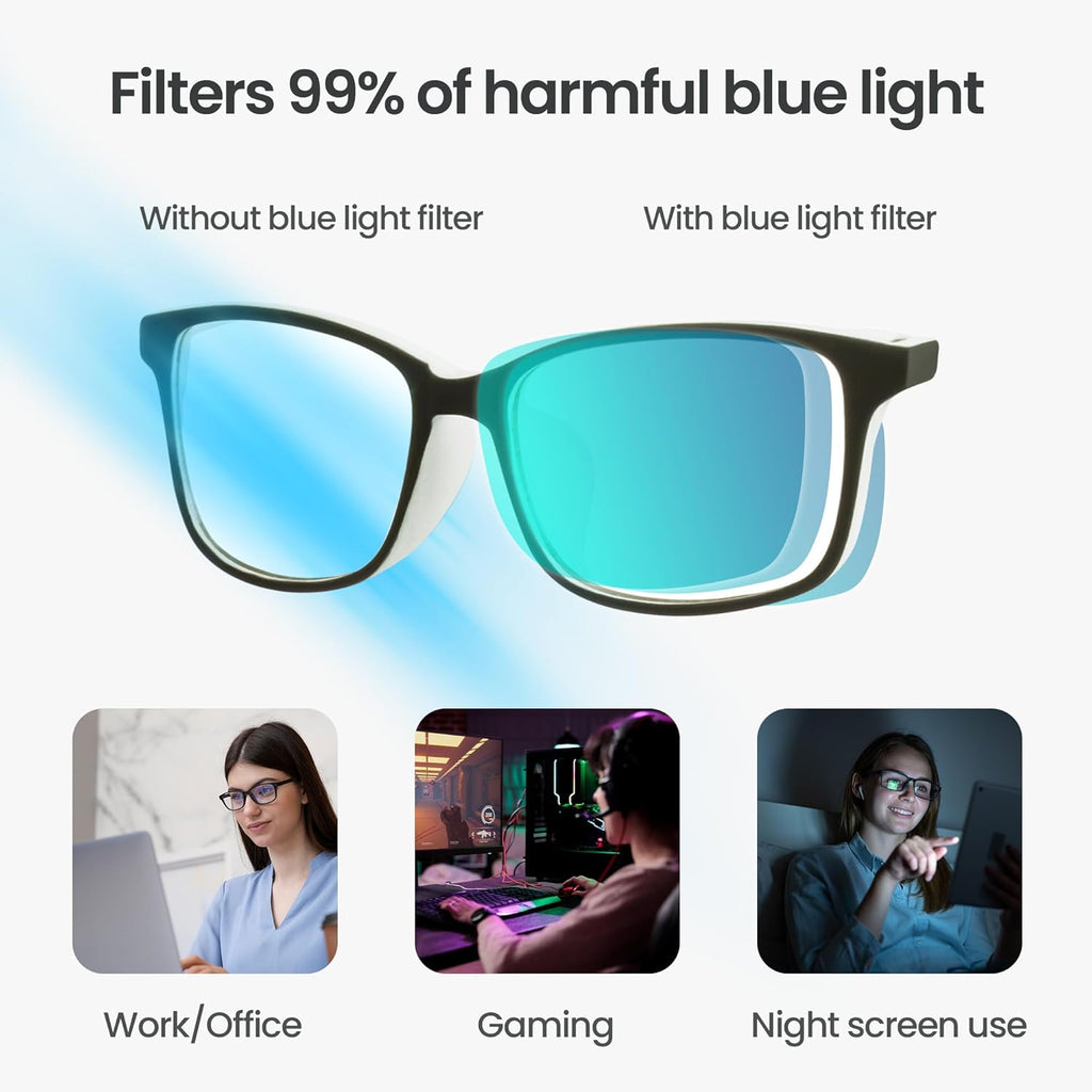 Blue Light Glasses Reading for Men and Women, for Computer Use, Blue Light Protection, Clear Lens 0 to +3.0 Diopters