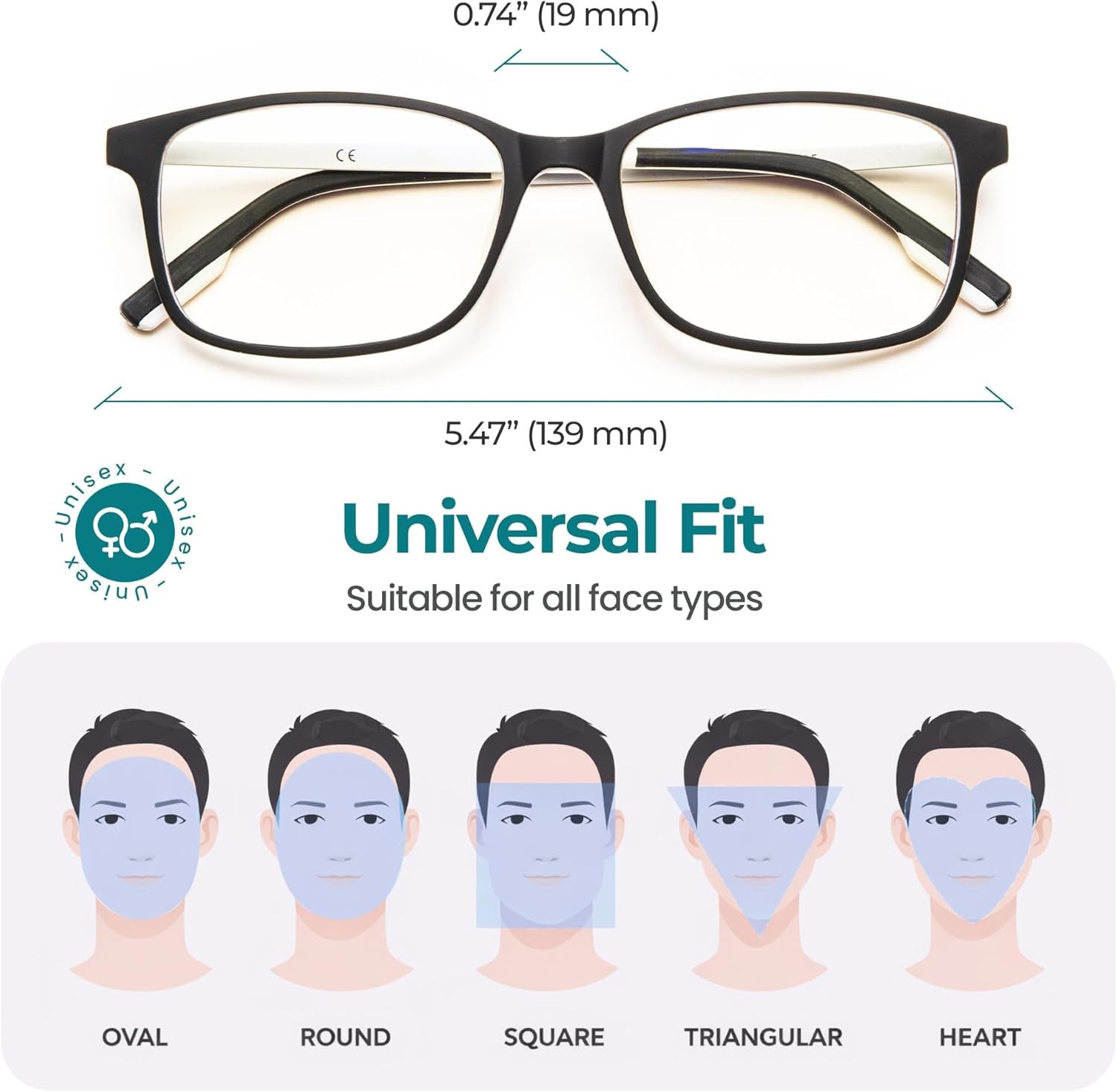 Blue Light Glasses Reading for Men and Women, for Computer Use, Blue Light Protection, Clear Lens 0 to +3.0 Diopters