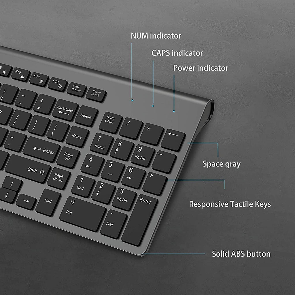 Wireless Keyboard Mouse Combo,  2.4G Ergonomic Computer Keyboard,Ergonomic Wireless Mouse for Pc,Windows, Laptop, Desktop, Chromebook,Mac-Grey