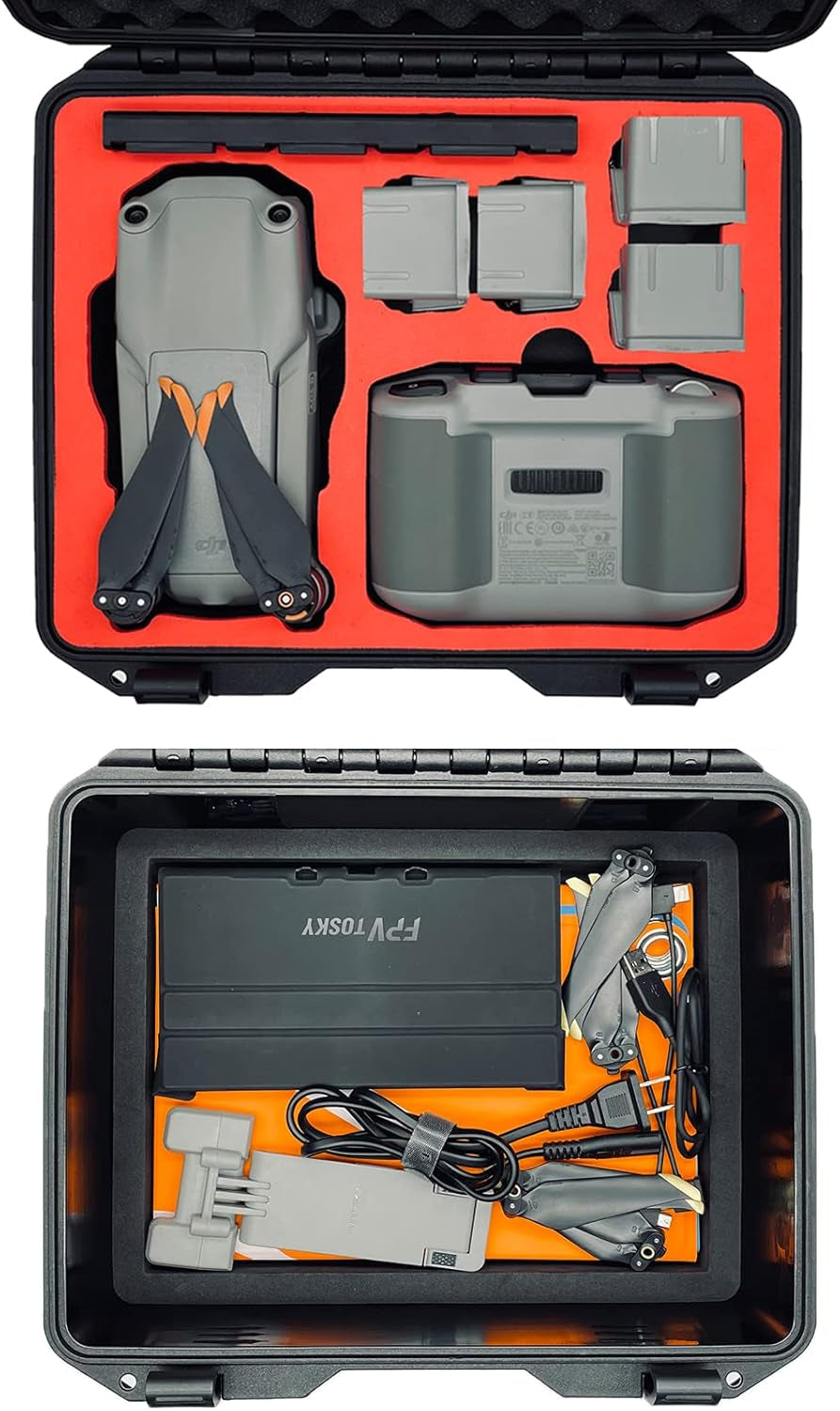 Mavic Air 2/ Air 2S Waterproof Hard Case, Double Layer, Small & Portable Carrying Case,Compatible with DJI Air 2/Air 2S Fly More Combo,Professional Drone Accessories(Does Not Include Drones)