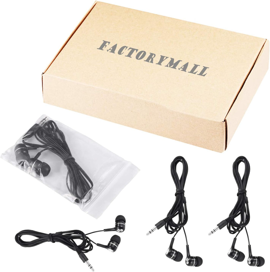Bulk Earbuds Headphones Wholesale Earphones 50 Pack,Disposable Ear Buds Headsets for Kids School Classroom Students (Black)