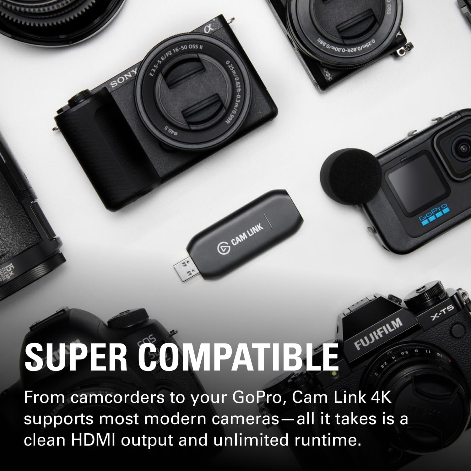 Cam Link 4K – External Capture Card for DSLR & Camcorder, Actioncam as Webcam, Meet/Stream/Record in 1080P60 or 4K30/4K60, Easy Connect for Obs/Zoom/Discord – HDMI to USB 3.0, Pc/Mac/Ipad