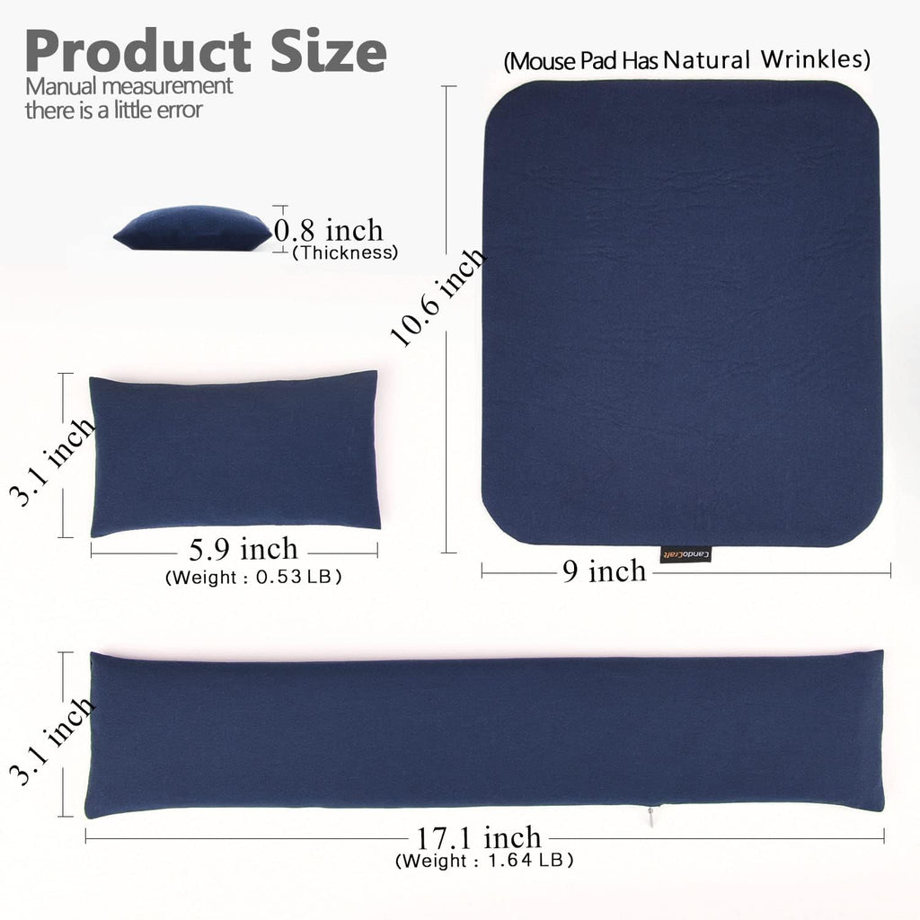Large Mouse Pad with Wrist Support and Keyboard Wrist Rest Bean Bag Set, Ergonomic Mouse Keyboard Arm Rest Cushion Filled Ergo Beads, Easy Typing Office (Navy Blue)