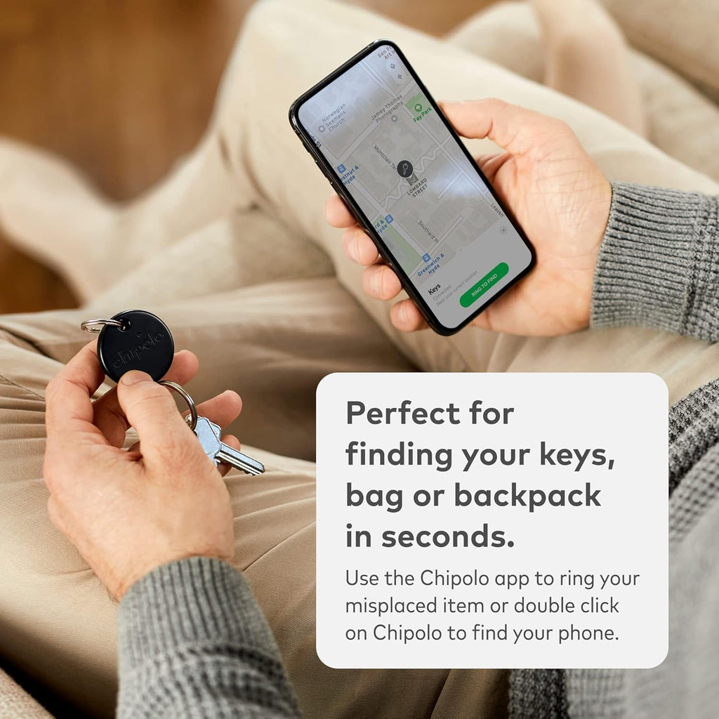 ONE - Key Finder, Bluetooth Tracker for Keys, Backpack, Item Finder, Premium Features, Out of Range Alerts, Works with  App (Ios & Android Compatible) (Blue, Black, RED, White)