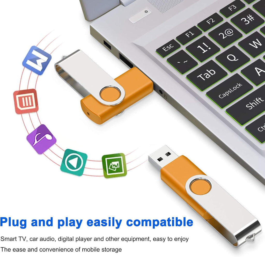 2GB Flash Drive,  Thumb Drives 20 Pack, 2 Gig USB Drive with Lanyards Metal Swivel 2GB USB Memory Stick Pen Drive with LED Indicator(20 Mixed Color)