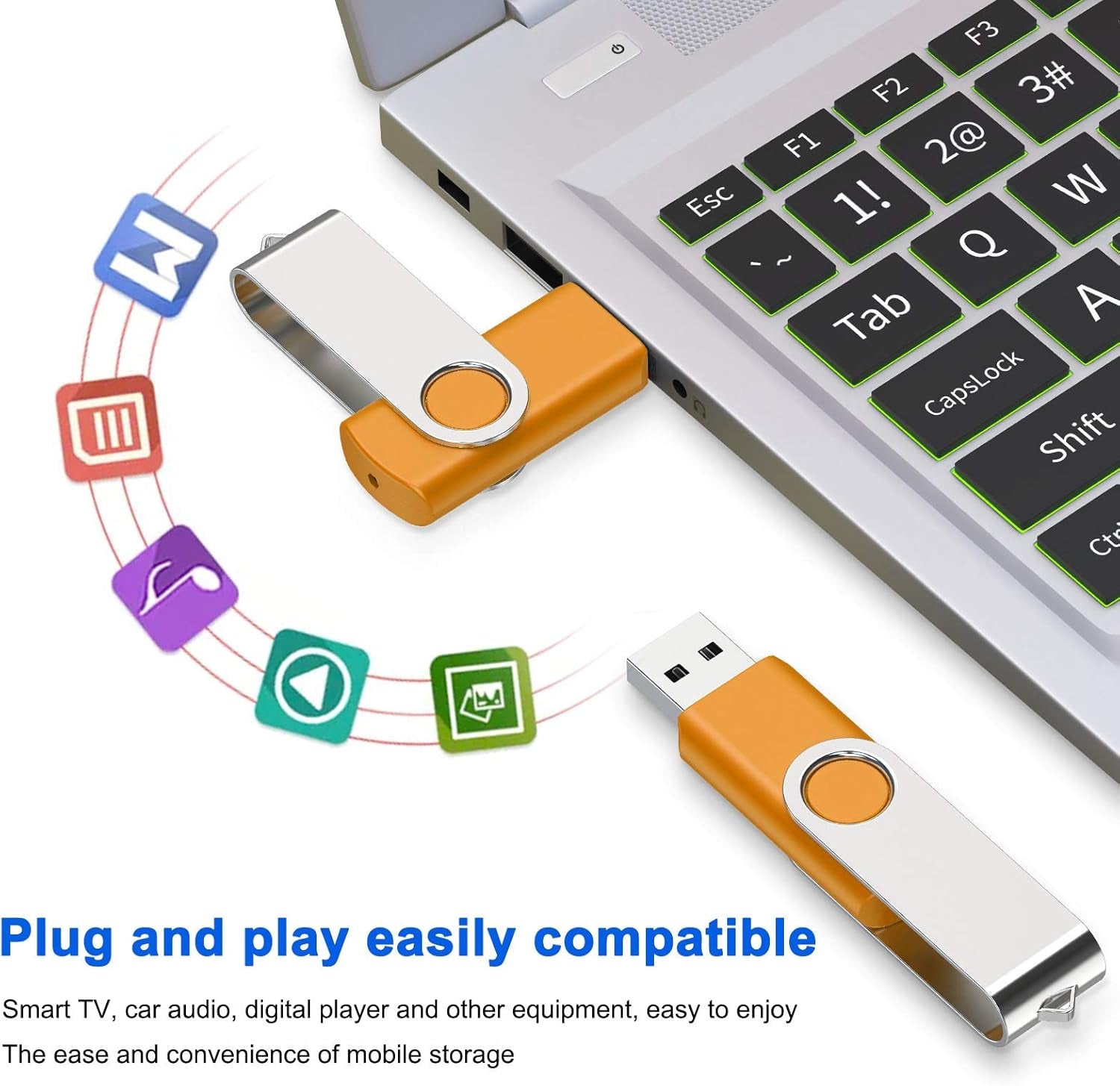 2GB Flash Drive,  Thumb Drives 20 Pack, 2 Gig USB Drive with Lanyards Metal Swivel 2GB USB Memory Stick Pen Drive with LED Indicator(20 Mixed Color)