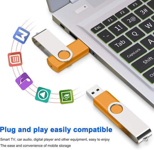 2GB Flash Drive,  Thumb Drives 20 Pack, 2 Gig USB Drive with Lanyards Metal Swivel 2GB USB Memory Stick Pen Drive with LED Indicator(20 Mixed Color)