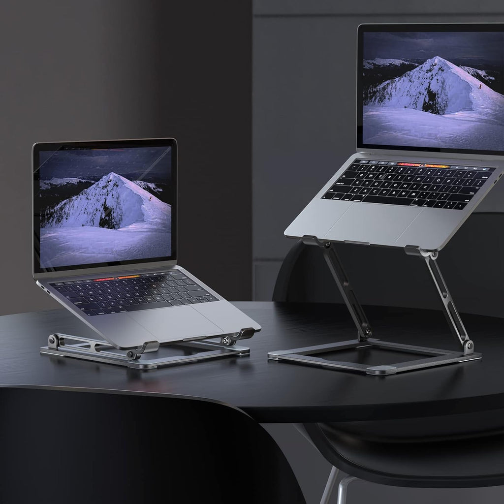 Laptop Stand for Desk - Adjustable Laptop Holder, Portable Laptop Riser with Multi-Angle Height Adjustable Computer Stand for Macbook Air/Pro and More Notebooks 10-17.3" - Grey